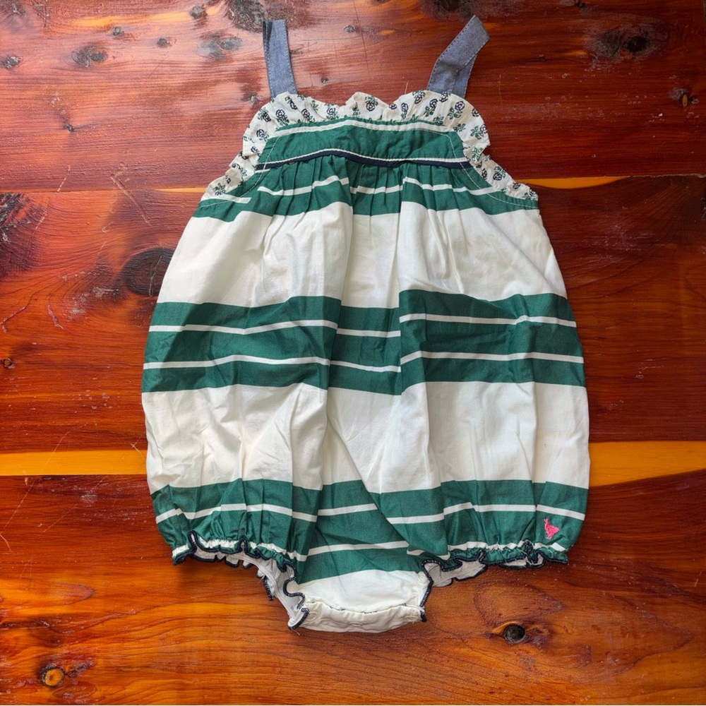 Pink Chicken 12/18 months striped Romper *one spot see photo*